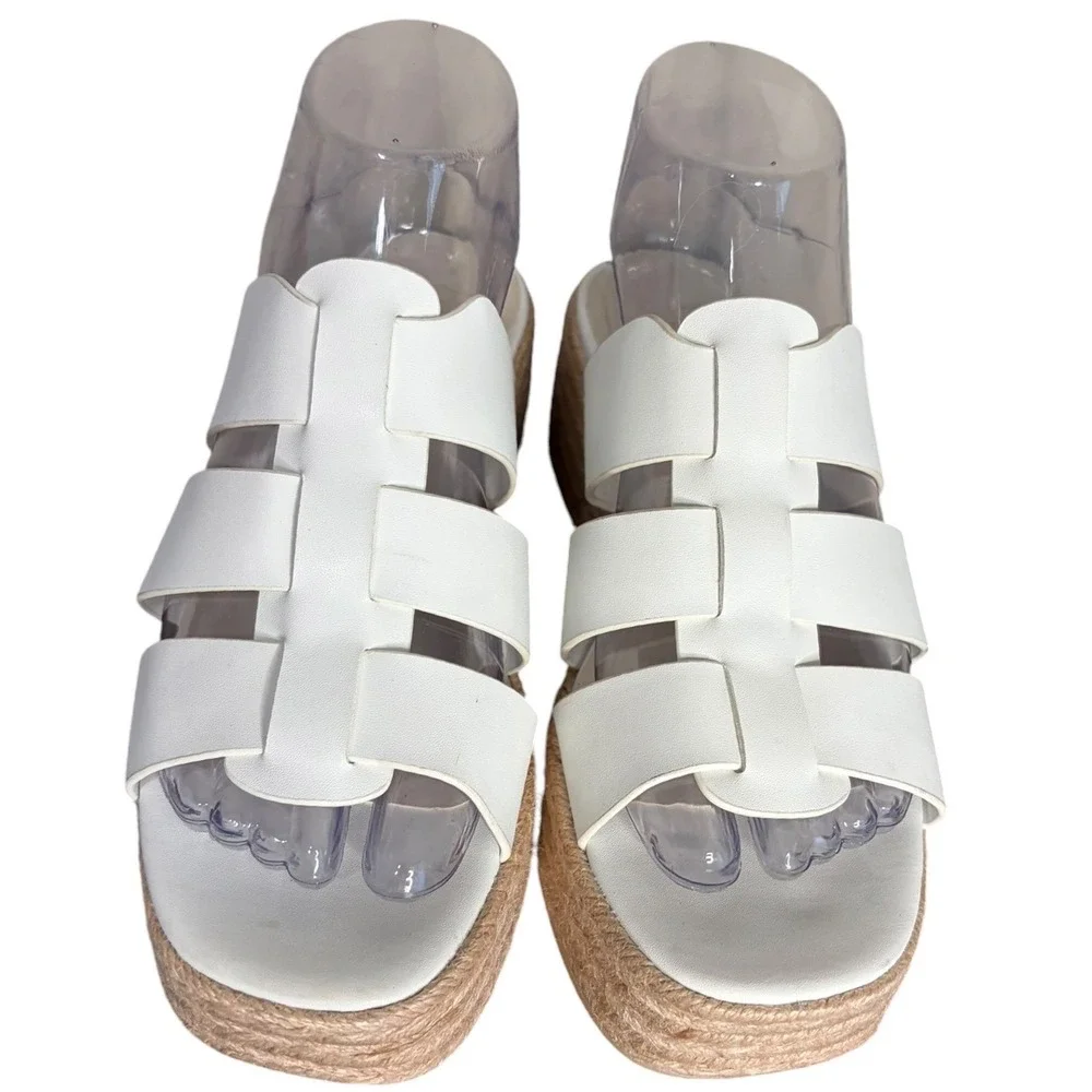 NWOB Franco Sarto White Tevin Sandals Espadrille Wedge Women's Size 7.5M